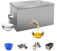 Top Inlet Commercial Grasso Interceptor, Sifone Grasso in Acciaio Inox, Sifone Sifone Grasso Sottolavello Separatore di Acqua di Scarico Acqua Olio con Filtro Rimovibile, per Ristorante, Mensa, Cucina