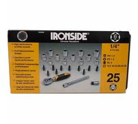TOP Ironside Set Chiavi a Bussola Con Inserti 6,35mm (1/4") 25 Pezzi