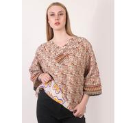 Top Kantha donna oversize scollo a V vintage stampato doppio strato lotto mis...