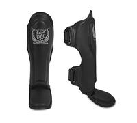 Top King New Pro - Parastinchi in pelle per Muay Thai, colore: nero, taglia L