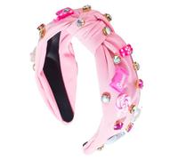 Top Knot Headband, Rhinestone Headbands, Fashion Rhinestone Embellished Wide Cute Non Slip Design Trendy Comfortable Fit, Hair Accessories for Women, 5.12x6.69inch
