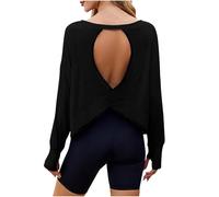 Top Largo da Donna con Scollo Tondo Manica Lunga Schiena Scoperta Magliette Estive T-Shirt Manica Corta Elegante Top Cotone Crew Neck Graphic Tee Casual Camicia Stampa Shirt Divertenti Sportivi Blusa