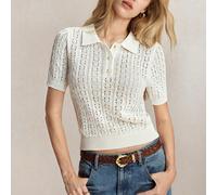 Top lavorato a maglia bianco, stile casual elegante da strada, versatile e valorizzante per uso quotidiano, vacanze, Ognissanti, ritorno a scuola, chiesa, occasioni speciali, estate e autunno, pendola