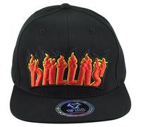 Top Level Dallas Città Texas State Nero Uomini Adulti Fuoco Fiamme Cappellino