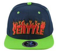 Top Level Seattle City Washington State Adulti Fuoco Fiamme Snapback Hat Cap