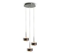 Top Light Lampada a sospensione Puk Maxx Drop Trio, cromo opaco, a 3 luci G9