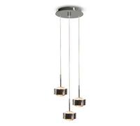Top Light Lampada a sospensione Puk Maxx Drop Trio, nichel opaco, a 3 luci G9 Top Light