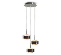 Top Light Lampada a sospensione Puk Meg Maxx Drop Trio nichel opaco a 3 luci G9