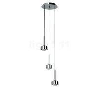 Top Light Puk Drop Lampada a sospensione 3 fuochi LED, cromo lucido