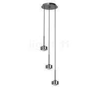 Top Light Puk Drop Lampada a sospensione 3 fuochi LED, cromo opaco