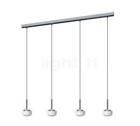 Top Light Puk Maxx Choice Drop Lampada a sospensione LED 4 fuochi, bianco opaco/cromo - 125 cm - lente traslucido chiaro
