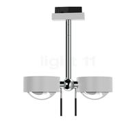 Top Light Puk Mini Side Twin Lampada da soffitto LED per Mini Track Binario, bianco opaco/cromo - vetro opaco/lente trasparente