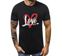 Top Maglietta corta maniche d'amore, giorno di San Valentino, per coppie, regali di abbinamento, stampa da uomo, per coppie, camicie, camicie, camicetta, camicetta da donna, top nero da donna, Nero