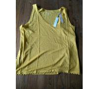 Top Majestic Sport Luxe Donna T-Shirt Canotta Galon Taglia 2 Giallo