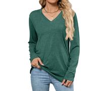 Top manica lunga scollo a V da donna casual maglietta oversize per abbigliamento