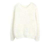 Top Maniche Lunghe Donna Moda Donna Maglie Maglione Girocollo da Oversize Autunno E Inverno con Fondo Camicia Maglione Allentato da Maglioni Floryday Maglie Autunnali White S