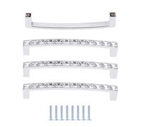 TOP-MAX 4 maniglie in cristallo per armadietti, strass lucidi con viti per porte, cassetti, armadi, accessori per mobili moderni, distanza tra i fori 128 mm