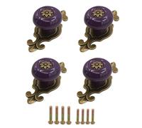 TOP-MAX 4 pomelli in stile retrò, pomelli in ceramica con viti, maniglie decorative per cassetti, cassettiere, armadi, mobili [viola]