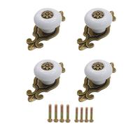 TOP-MAX 4 pomelli per armadietti in stile retrò, pomelli in ceramica con viti, maniglie decorative per cassetti, cassettiere, armadi, mobili [bianco]