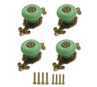 TOP-MAX 4 pomelli per armadietti in stile retrò, pomelli in ceramica con viti, maniglie decorative per cassetti, cassettiere, armadi, mobili [verde]