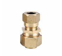 TOP-MAX Accoppiatore dritto a compressione in ottone, connettore a compressione da 15 mm, accoppiatore dritto in ottone, per tubi in rame o plastica, sistemi di riscaldamento centralizzato