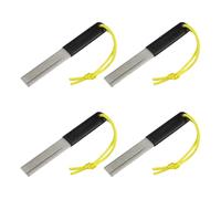 TOP-MAX Confezione da 4 affilatrici portatili con manico, affilatrici a doppio lato per ganci di fissaggio, linee di lucidatura, regolazione delle derive (nero-giallo)