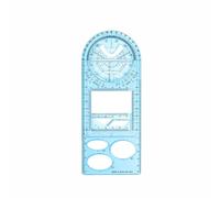 TOP-MAX Righello geometrico multifunzionale blu con goniometro a 180°, modello di disegno mobile in plastica trasparente per progettazione architettonica, misurazione e disegno matematico