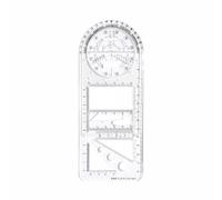 TOP-MAX Righello geometrico multifunzionale, in plastica, modello di disegno mobile, multi-scala, strumento di misurazione matematica con goniometro a 360°, per artisti, studenti, tipografi, designer