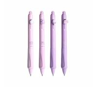 TOP-MAX Set di 4 penne a sfera cancellabili viola, punta da 0,5 mm, inchiostro blu e nero, impugnatura ergonomica, regalo ideale per scuola e ufficio (inchiostro blu)