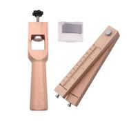 TOP-MAX Taglierina in legno per cinturino in pelle con 5 lame, accessorio manuale regolabile con doppia scala trasparente per un taglio preciso delle strisce di pelle