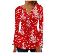 Top natalizio da donna a maniche lunghe per le donne Merry Christmas Shirt Holiday felpa top per autunno inverno, 16 Multicolore, L