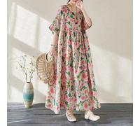 Top, nuovo vestito estivo del 2025 con stampa ampia a balze e maniche corte in stile vintage, vestito casual ed elegante di grandi dimensioni per le donne, vestito bohémien da spiaggia per vacanze, ve