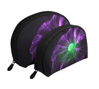 Top of The Snow Mountain - Trousse portatile per cosmetici, organizer da viaggio con cerniera e scomparti interni, Viola Verde Glow, Taglia unica