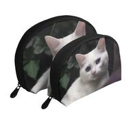 Top of The Snow Mountain - Trousse portatile per cosmetici, organizer da viaggio con cerniera e scomparti interni, Gatto bianco., Taglia unica