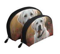 Top of The Snow Mountain - Trousse portatile per cosmetici, organizer da viaggio con cerniera e scomparti interni, Labrador bianco, Taglia unica