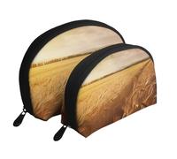 Top of The Snow Mountain - Trousse portatile per cosmetici, organizer da viaggio con cerniera e scomparti interni, Campo di grano, Taglia unica
