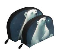 Top of The Snow Mountain - Trousse portatile per cosmetici, organizer da viaggio con cerniera e scomparti interni, Orso bianco, Taglia unica