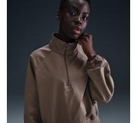 Top oversize in twill con zip a 1/4 della Nike Sportswear Collection - Donna - Marrone XS (IT 36-38)