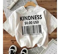 Top oversize primavera/estate, 100% cotone, maglietta a maniche corte da donna, stampe divertenti e creative di codici a barre e lettere, personalizzabile, collo rotondo, morbido e confortevole, casua