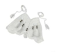 Top per bikini Frange Bohemien Plage Top per bikini Frange Bohemien | , texture bohème unique, style artisanal, idéal plage piscine, look élégant(White M)