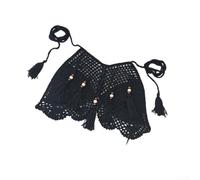 Top per bikini Frange Bohemien Plage Top per bikini Frange Bohemien | , texture bohème unique, style artisanal, idéal plage piscine, look élégant(black M)