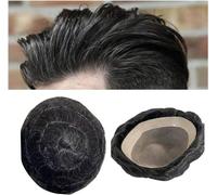 Top per capelli da uomo con punta per uomo parrucca di capelli veri fine mono e NPU Base da uomo punta indiana Remy protesi dei capelli diritta / 30 mm ondulato sistema di capelli con punta per