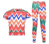 Top Per Ragazze Con Maniche Corte A Righe, Maglietta E Set Di Leggings