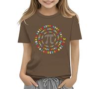 Top per ragazze Maglietta a maniche lunghe con numero giorno 2025, per la scuola, matematica, amanti della matematica, top con maniche per ragazze (marrone, 2-3 anni)