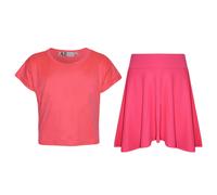 Top Per Ragazze, Maglietta Crop Colorata E Gonna Skater Set Età 5-13 Anni
