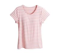 Top pigiama da donna a maniche corte, magliette a righe per le donne, rosa, 4XL