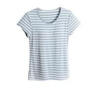Top pigiama da donna a maniche corte, magliette a righe per le donne, Verde menta, XL
