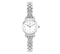 Top Plaza Orologio da polso analogico al quarzo, da donna, con numeri arabi, quadrante con cinturino in metallo e cinturino in metallo, Argento, small