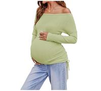 Top premaman da donna con spalle scoperte a maniche lunghe con coulisse camicia in maglia vestiti per gravidanza
