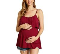 Top premaman per l'allattamento estivo senza maniche a doppio strato camicia per l'allattamento al seno casual con spalline sottili canotte vestiti per la gravidanza camicia da mamma camicia lounge